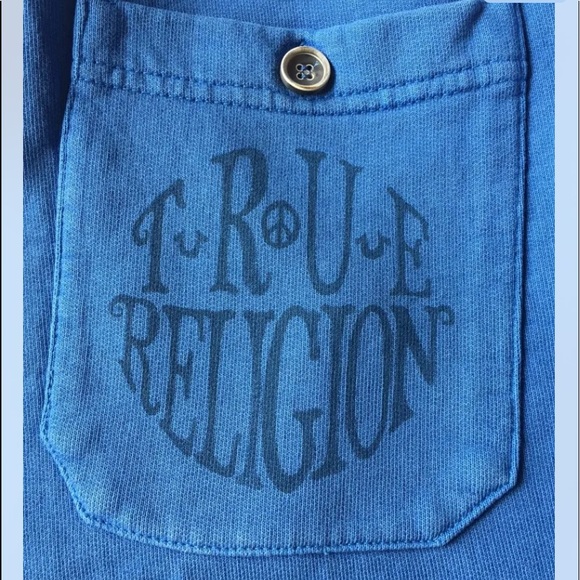 New True Religion Men True Circle Sweat Shorts Large Light Blue - Picture 5 of 10